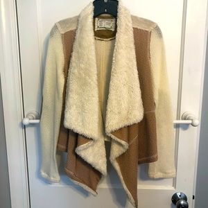 Anthropologie Saturday Sunday Faux Fur Draped Sweater Cardigan - Small